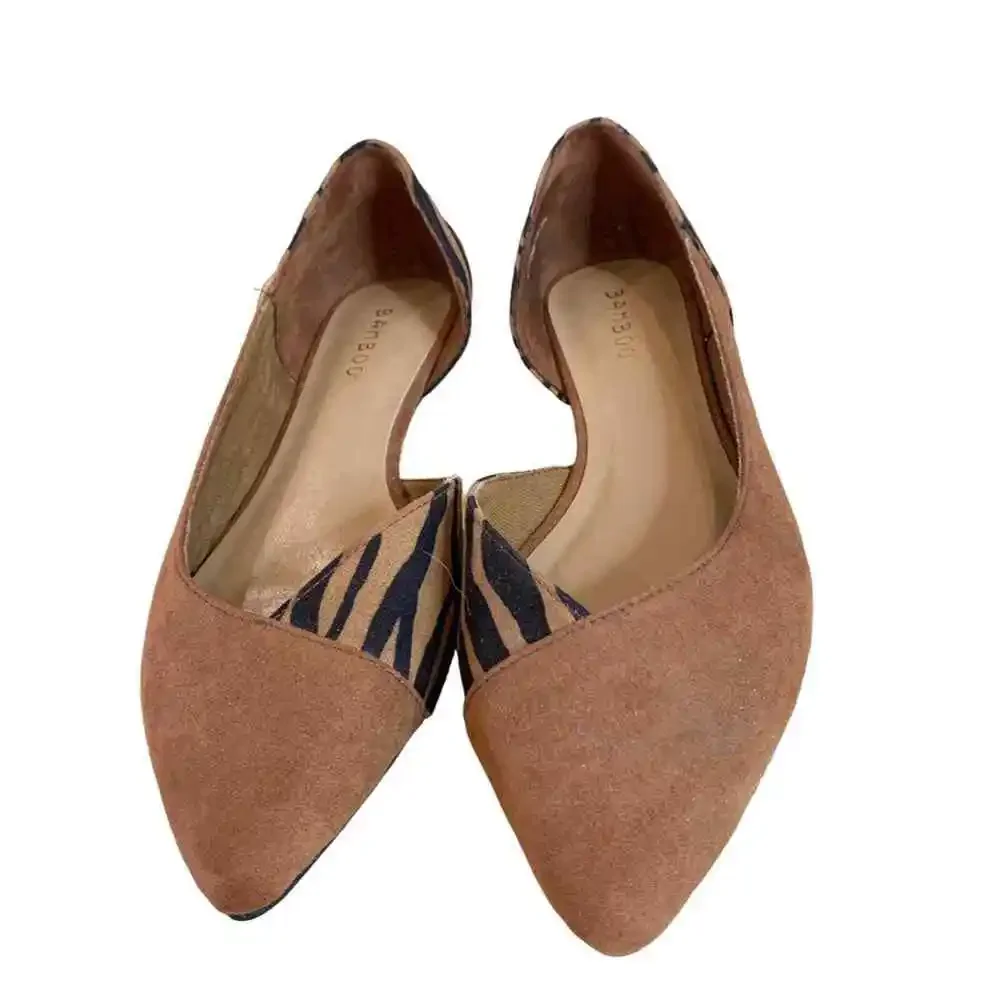 Bamboo half zebra stripe half‎ solid brown and black flat shoes size 7.5 - Picture 3 of 8
